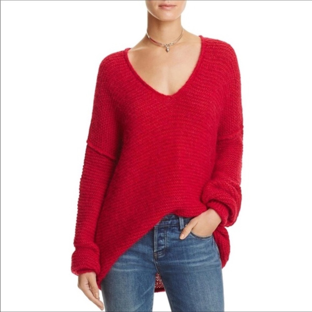 Free People Alpaca blend knit chunky red sw